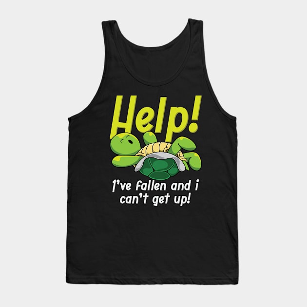 Turtle Help I Have Fallen Motive Tank Top by Shirtjaeger